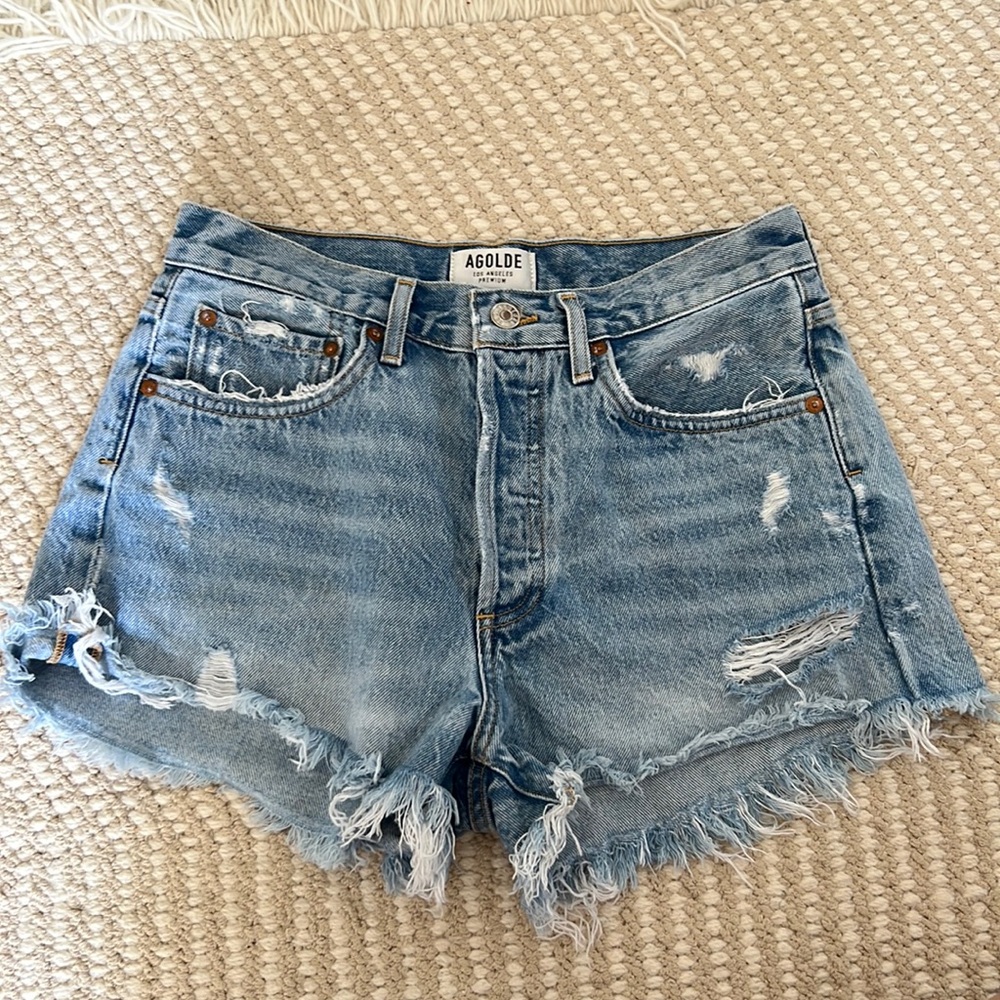 Agolde- Parker Distressed Denim Shorts - 26